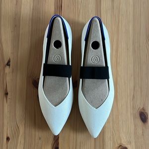 Rothy’s The Point Mary Jane; 7.5; Love Bird (White w/ black strap); Brand new